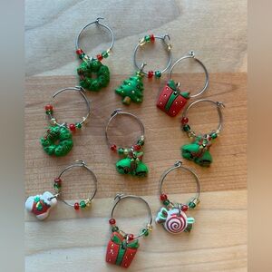🆓Free w purchase! 🎄Festive Party Holiday Wine Charms ❤️Set of 9 to Celebrate!🎉
